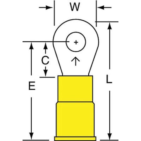 Ring Terminal, #8 Stud Size, 10 AWG, 600 V, Vinyl Insulated, Yellow, Crimp Termination Only, 500 PK MPN:MVU10-8RK