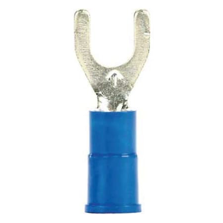 Fork Terminal, #10 Stud Size, 14 AWG, 600 V, Vinyl Insulated, Blue, Crimp Termination Only, 1000 PK MPN:MVU14-10FK
