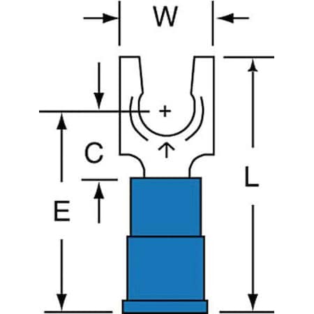 Fork Terminal, #10 Stud Size, 14 AWG, 600 V, Vinyl Insulated, Blue, Crimp Termination Only, 1000 PK MPN:MVU14-10FLK