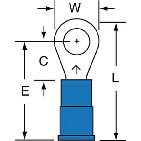 Ring Terminal, #10 Stud Size, 14 AWG, 600 V, Vinyl Insulated, Blue, Crimp Termination Only, 1000 PK MPN:MVU14-10RK