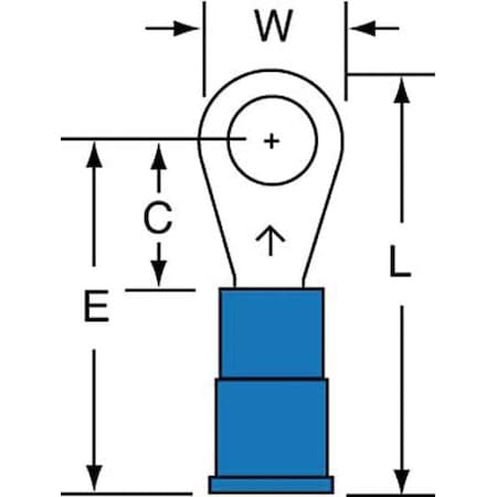 Ring Terminal, #10 Stud Size, 14 AWG, 600 V, Vinyl Insulated, Blue, Crimp Termination Only, 1000 PK MPN:MVU14-10R/LK