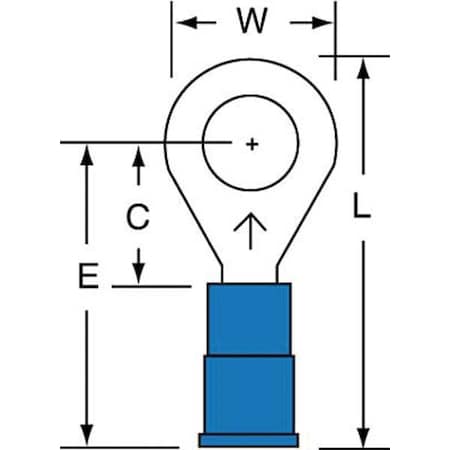 Ring Terminal, 1/4 in Stud Size, 14 AWG, 600 V, Vinyl Insulated, Blue, Crimp Termination Only MPN:MVU14-14R/SK