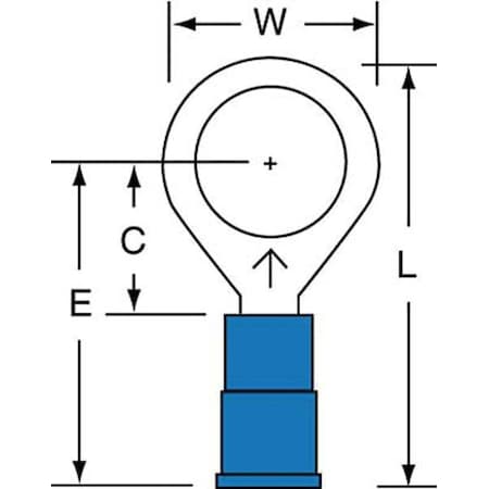 Ring Terminal, 3/8 in Stud Size, 14 AWG, 600 V, Vinyl Insulated, Blue, Crimp Termination Only MPN:MVU14-38RK