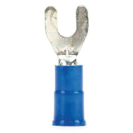 Fork Terminal, #6 Stud Size, 14 AWG, 600 V, Vinyl Insulated, Blue, Crimp Termination Only, 1000 PK MPN:MVU14-6FK