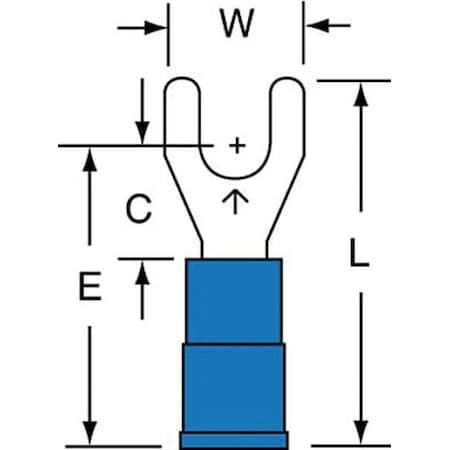 Fork Terminal, #8 Stud Size, 14 AWG, 600 V, Vinyl Insulated, Blue, Crimp Termination Only, 1000 PK MPN:MVU14-8FK