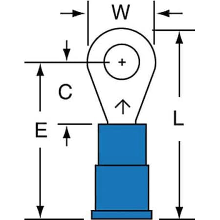 Ring Terminal, #8 Stud Size, 14 AWG, 600 V, Vinyl Insulated, Blue, Crimp Termination Only, 1000 PK MPN:MVU14-8RK