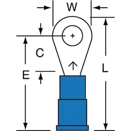 Ring Terminal, #8 Stud Size, 14 AWG, 600 V, Vinyl Insulated, Blue, Crimp Termination Only, 1000 PK MPN:MVU14-8R/LK