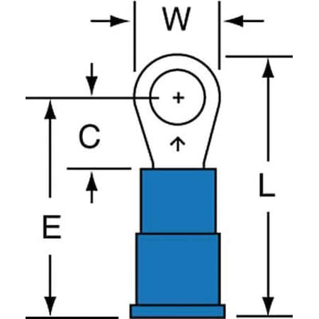 Ring Terminal, #8 Stud Size, 14 AWG, 600 V, Vinyl Insulated, Blue, Crimp Termination Only, 1000 PK MPN:MVU14-8R/SK