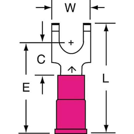 Fork Terminal, #10 Stud Size, 18 AWG, 600 V, Vinyl Insulated, Red, Crimp Termination Only, 1000 PK MPN:MVU18-10FFBK