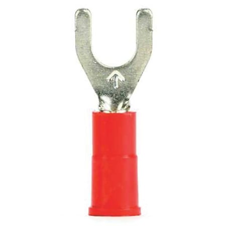Fork Terminal, #10 Stud Size, 18 AWG, 600 V, Vinyl Insulated, Red, Crimp Termination Only, 1000 PK MPN:MVU18-10FK
