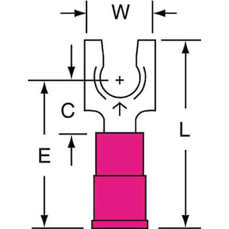Fork Terminal, #10 Stud Size, 18 AWG, 600 V, Vinyl Insulated, Red, Crimp Termination Only, 1000 PK MPN:MVU18-10FLK