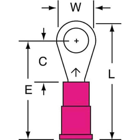 Ring Terminal, #10 Stud Size, 18 AWG, 600 V, Vinyl Insulated, Red, Crimp Termination Only, 1000 PK MPN:MVU18-10R/LK