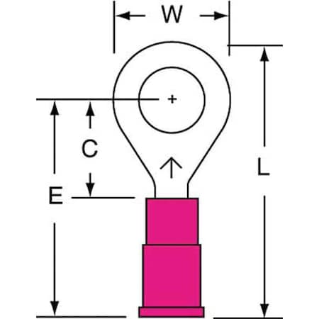 Ring Terminal, 1/4 in Stud Size, 18 AWG, 600 V, Vinyl Insulated, Red, Crimp Termination Only MPN:MVU18-14R/SK