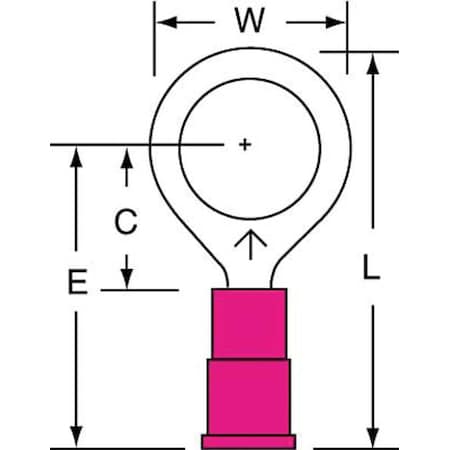 Ring Terminal, 3/8 in Stud Size, 18 AWG, 600 V, Vinyl Insulated, Red, Crimp Termination Only MPN:MVU18-38RK