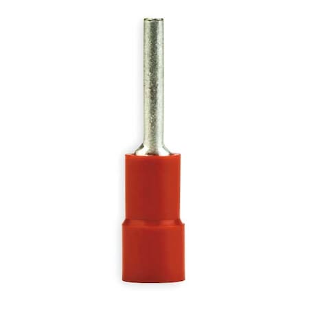 Pin Terminal, 18 AWG, 600 V, Vinyl Insulated, Red, Crimp Termination Only, 100 PK MPN:MVU18-47PX-A