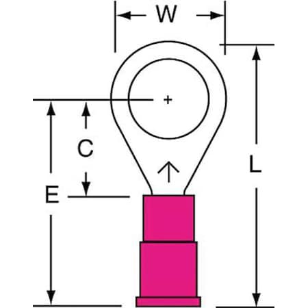 Ring Terminal, 5/16 in Stud Size, 18 AWG, 600 V, Vinyl Insulated, Red, Crimp Termination Only MPN:MVU18-516R/SK