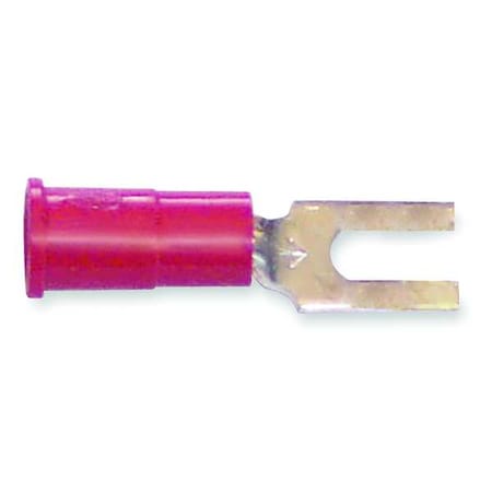 Fork Terminal, #6 Stud Size, 18 AWG, 600 V, Vinyl Insulated, Red, Crimp Termination Only, 100 PK MPN:MVU18-6FBX