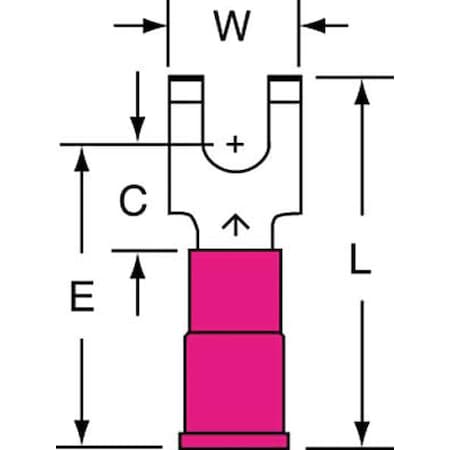 Fork Terminal, #6 Stud Size, 18 AWG, 600 V, Vinyl Insulated, Red, Crimp Termination Only, 1000 PK MPN:MVU18-6FFBK