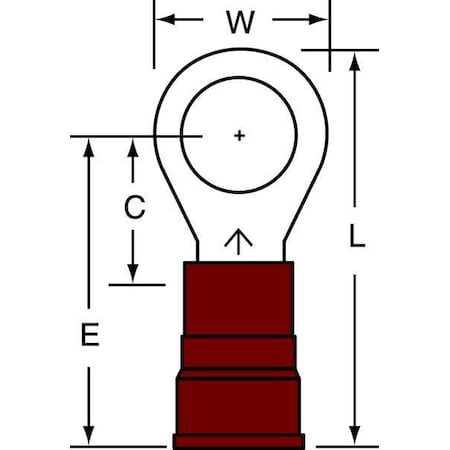 Ring Terminal, #6 Stud Size, 18 AWG, 600 V, Vinyl Insulated, Red, Crimp Termination Only, 100 PK MPN:MVU18-6R/SX