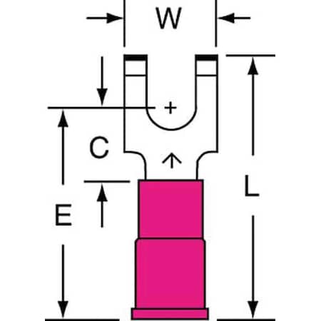 Fork Terminal, #8 Stud Size, 18 AWG, 600 V, Vinyl Insulated, Red, Crimp Termination Only, 1000 PK MPN:MVU18-8FFBK