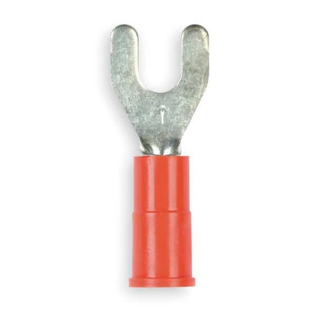 Fork Terminal, #8 Stud Size, 18 AWG, 600 V, Vinyl Insulated, Red, Crimp Termination Only, 100 PK MPN:MVU18-8FX