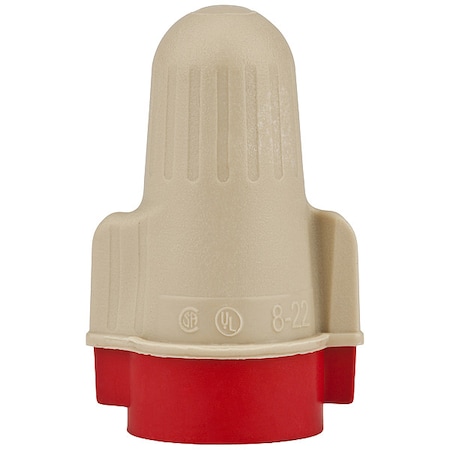 Twist-On Wire Connector, 8 AWG Max, Red, Tan, Polypropylene, Thermoplastic Elastomer Insulation MPN:T/R+, Super Tan