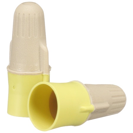 Twist-On Wire Connector, 12 AWG Max, Tan, Yellow, Plastic Insulation, 600 V, 500 PK MPN:T/Y+Jug