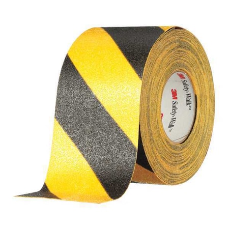 Anti-Slip Tape Mineral Coated; Substrate: Plastic Film 60 Grit Size, Black/Yellow, 6