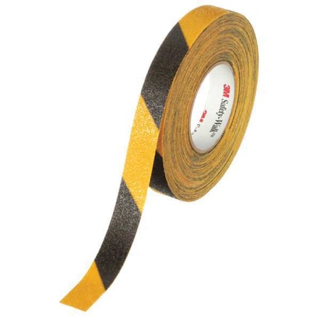 Anti-Slip Tape Mineral Coated; Substrate: Plastic Film 60 Grit Size, Black/Yellow, 1