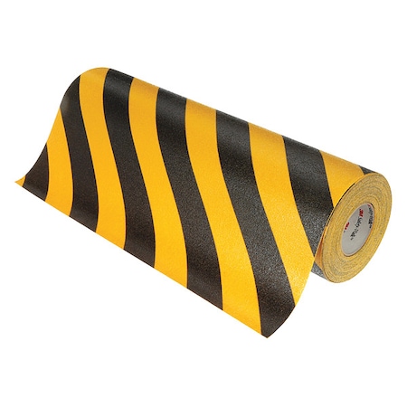 Anti-Slip Tape Mineral Coated; Substrate: Plastic Film 60 Grit Size, Black/Yellow, 12