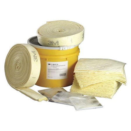 Spill Kit, 31 gal Volume Absorbed per Kit, 20 gal Capacity, Drum, Yellow, 41 MPN:C-SKFL31
