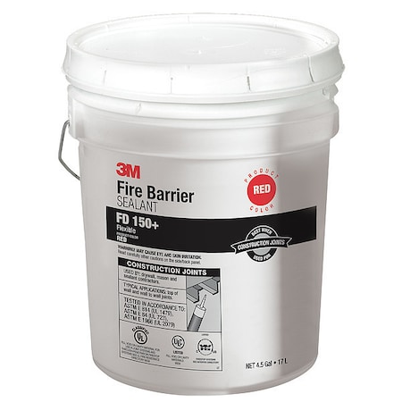 Fire Barrier Sealant, Caulk, Red, Elastomeric, Up to 4 Hr Fire Rating, 4.5 Gallon Pail MPN:FD150+RED(4.5GAL)