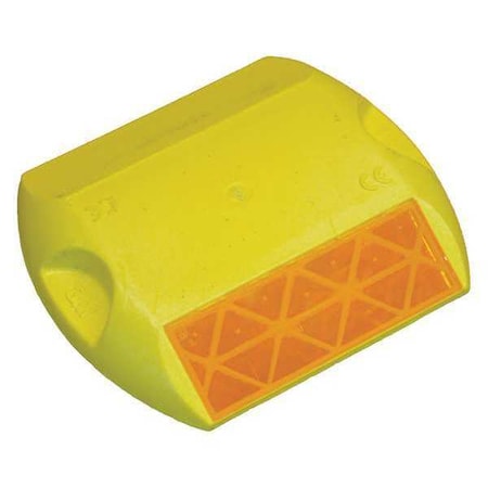 Pavement Marker Tape, Polycarbonate Body, 4 in Length, 3 3/4 in Width, 5/8 in Height, Yellow, Epoxy MPN:RPM-291-Y