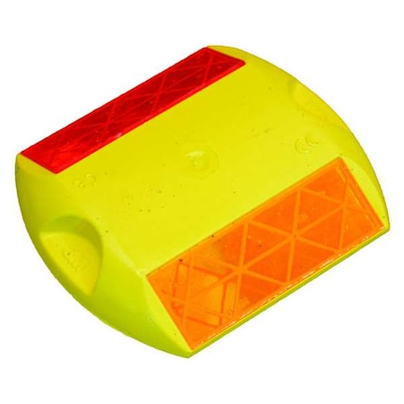 Pavement Marker Tape, Polycarbonate Body, 4 in Length, 3 3/4 in Width, 5/8 in Height, Yellow/Red MPN:RPM-291-YR