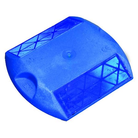 Pavement Marker, Retroreflective Polymer, 4 in Length, 3 3/4 in Width, 5/8 in Height, Blue, Epoxy MPN:RPM-295-2B