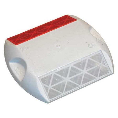 Pavement Marker Tape, Polycarbonate Body, 4 in Length, 3 3/4 in Width, 5/8 in Height, White/Red MPN:RPM-PSA-290-WR