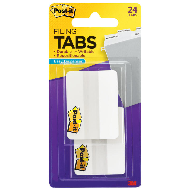 Post-it Durable Tabs, 2 in. x 1.5 in., Pack Of 24 Tabs, White (Min Order Qty 17) MPN:686-24WE