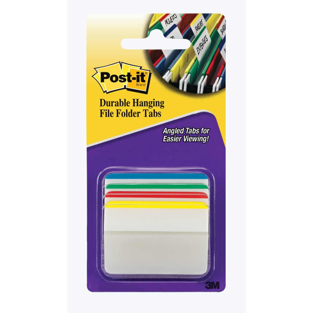Post-it Durable Tabs, 2 in. x 1.5 in., Pack of 24 Tabs, Beige, Green, Red, Canary Yellow MPN:686A-1