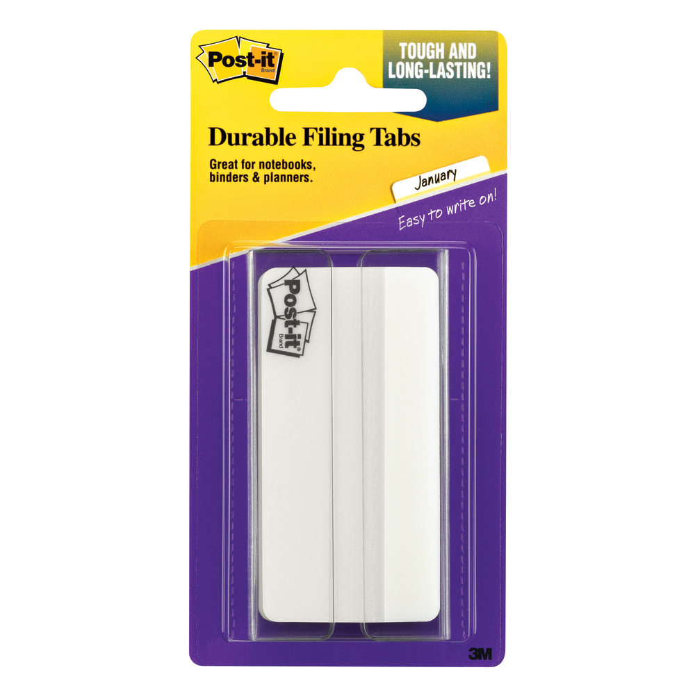 Post-it Notes Durable Filing Tabs, 3in, White, Pack Of 50 Tabs MPN:686F-50WH3IN