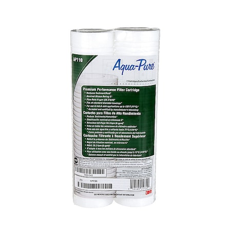 Quick Connect Water Filter, 5 micron, 8 gpm, 9-3/4 in H, 2-1/2 in Dia, 25-125 psi, Polypropylene, 2PK MPN:AP110