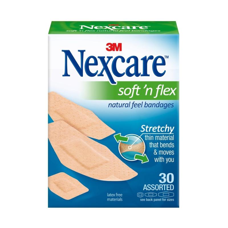 Nexcare Soft N Flex Fabric Bandages, Assorted Sizes, Tan, Box Of 30 MPN:57630PB