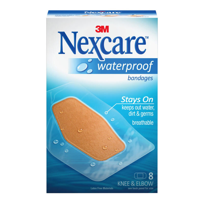 3M Nexcare Waterproof Bandages, 2 3/8in x 3 1/2in, Pack Of 8 (Min Order Qty 12) MPN:581-08