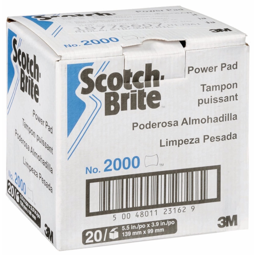 Scotch-Brite 2000BP Power Pads, 5-1/2 x 3-15/16in, Black, 20 Pads Per Box, Case Of 3 Boxes MPN:2000BP