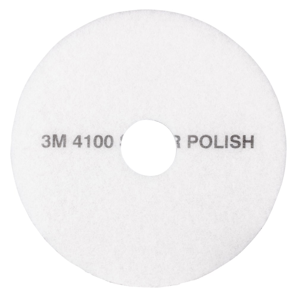 3M 4100 Super Polishing Floor Pads, 18in Diameter, White, Pack Of 5 Pads MPN:4100-18