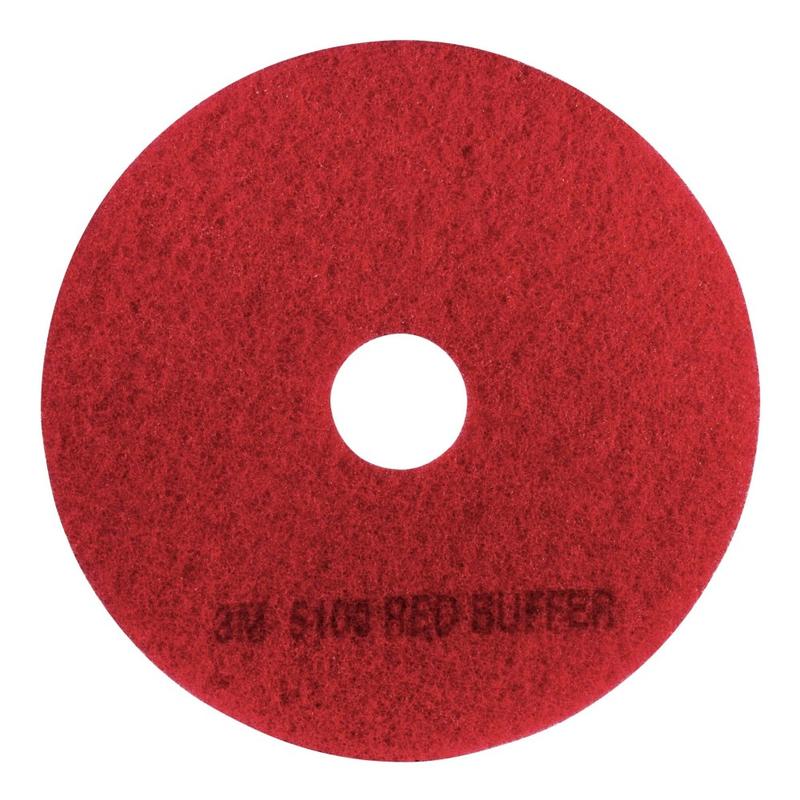 3M 5100 Buffer Pads, 18in, Red, Case Of 5 Pads MPN:5100-18