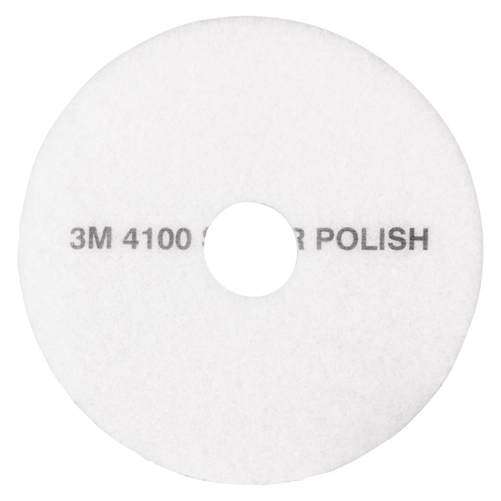 3M 4100 Super Polishing Floor Pads, 17in Diameter, White, Box Of 5 MPN:8481