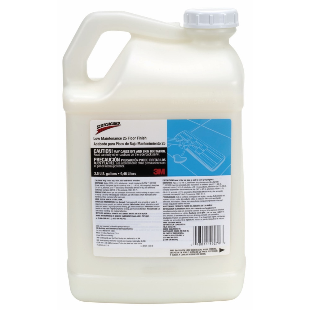 3M Scotchgard Low Maintenance Floor Finish Cleaners, 1 Gallon, White, Case Of 4 Cleaners MPN:LM25-1G