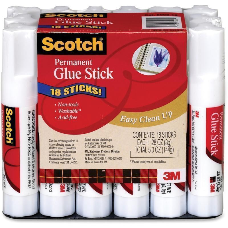 Scotch Glue Stick, .28 oz, 18-Pack - 0.28 oz - 18 / Pack - White MPN:600818