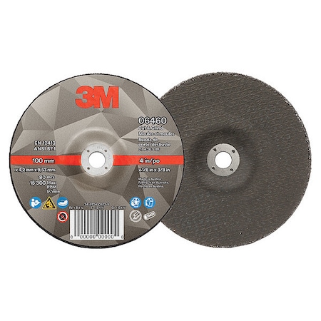 Abrasive Cut-Off Wheel, Type 27, 4 in Dia, 0.125 in Thick, 3/8 in Arbor Hole Size, Ceramic, 36 Grit MPN:06460