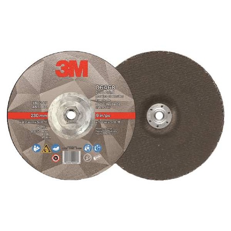 Abrasive Cut-Off Wheel, Type 27, 9 in Dia, 0.125 in Thick, 5/8